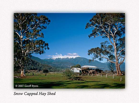 Snow Capped Hay Shed